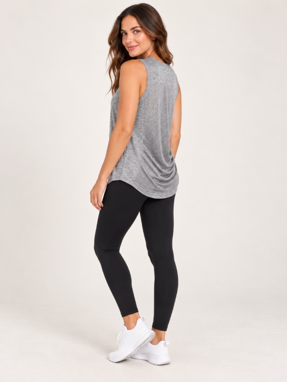 Athleta Gray Heather Draped Tank Top